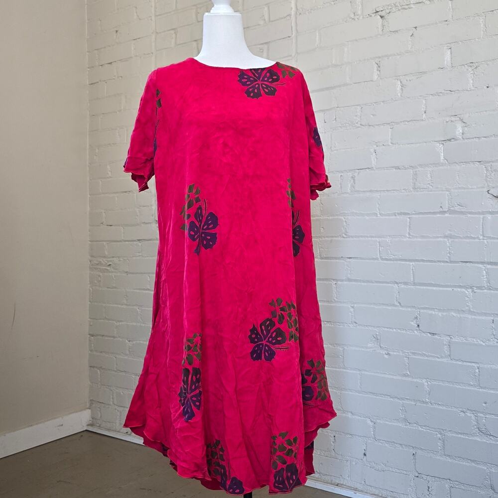 Vintage Sunny Island Hawaii Tropical Dress┃Red & Floral ┃Beach Resortwear